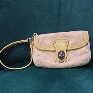Coach Yellow Patterned Wristlet